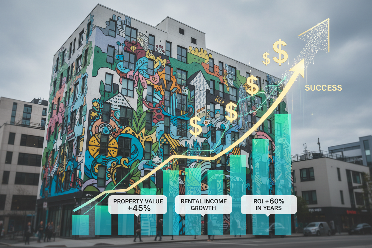 Street art mural ROI data showing property value increase and investment returns for real estate owners