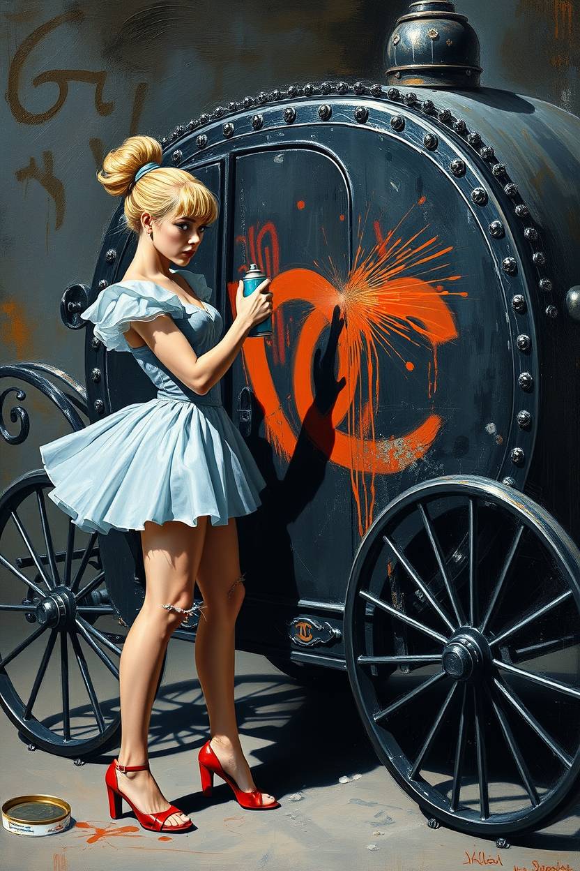 Contemporary Street Art Print Cinderella Graffiti