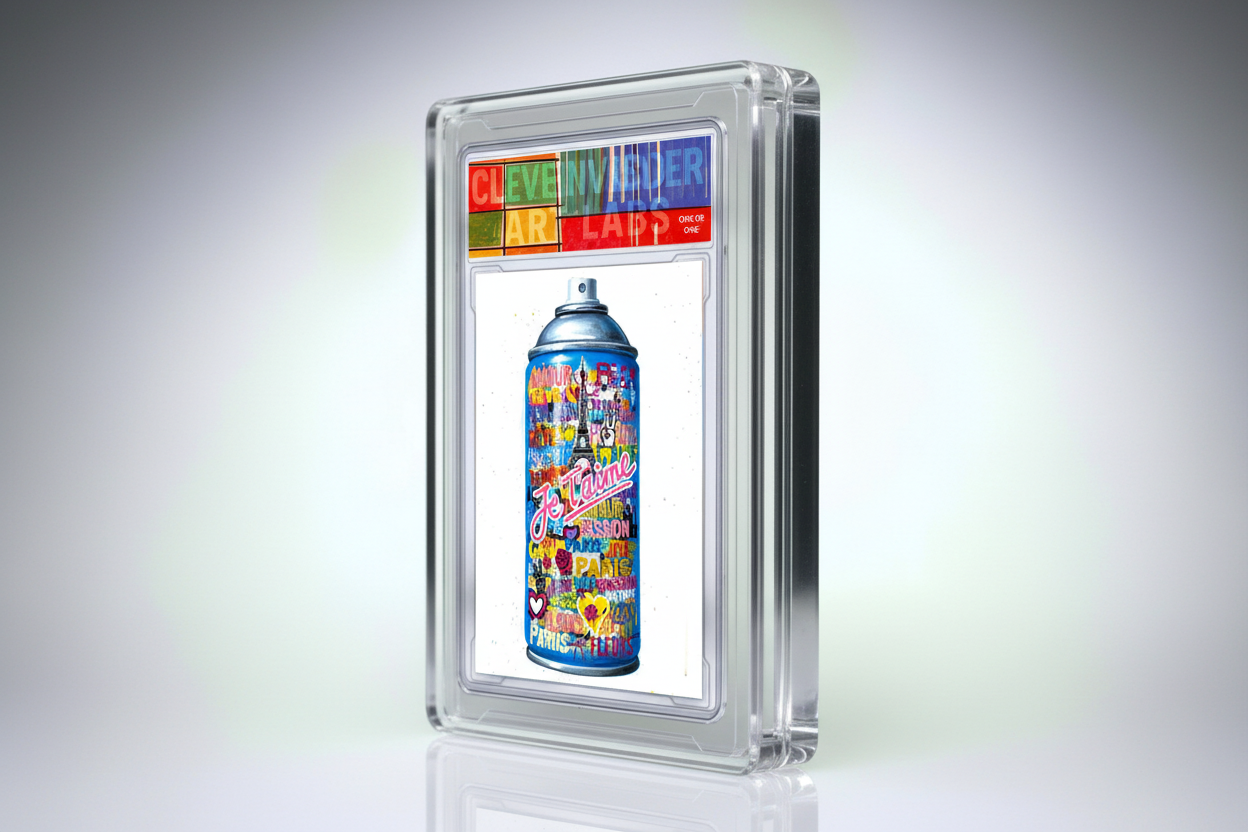 Je t'aime Paris Spray Can 1/1 Original Art Trading Card Luxury Slabbed