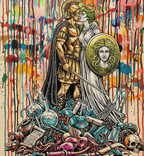 Classical Warrior with Medusa Shield - Original Art Print on luxury art canvas