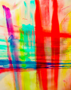 Rainbow Abstract Glitch Art Print Vibrant Color Block Art