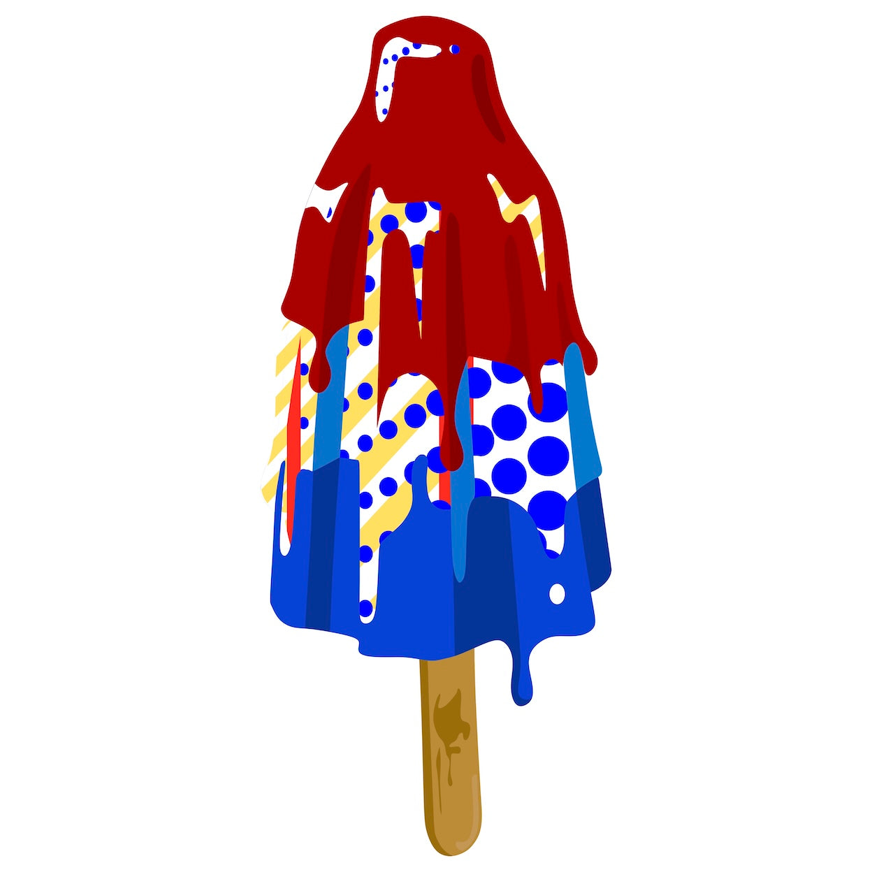Lichtenstein Ice Cream Pop Art Print Red White Blue