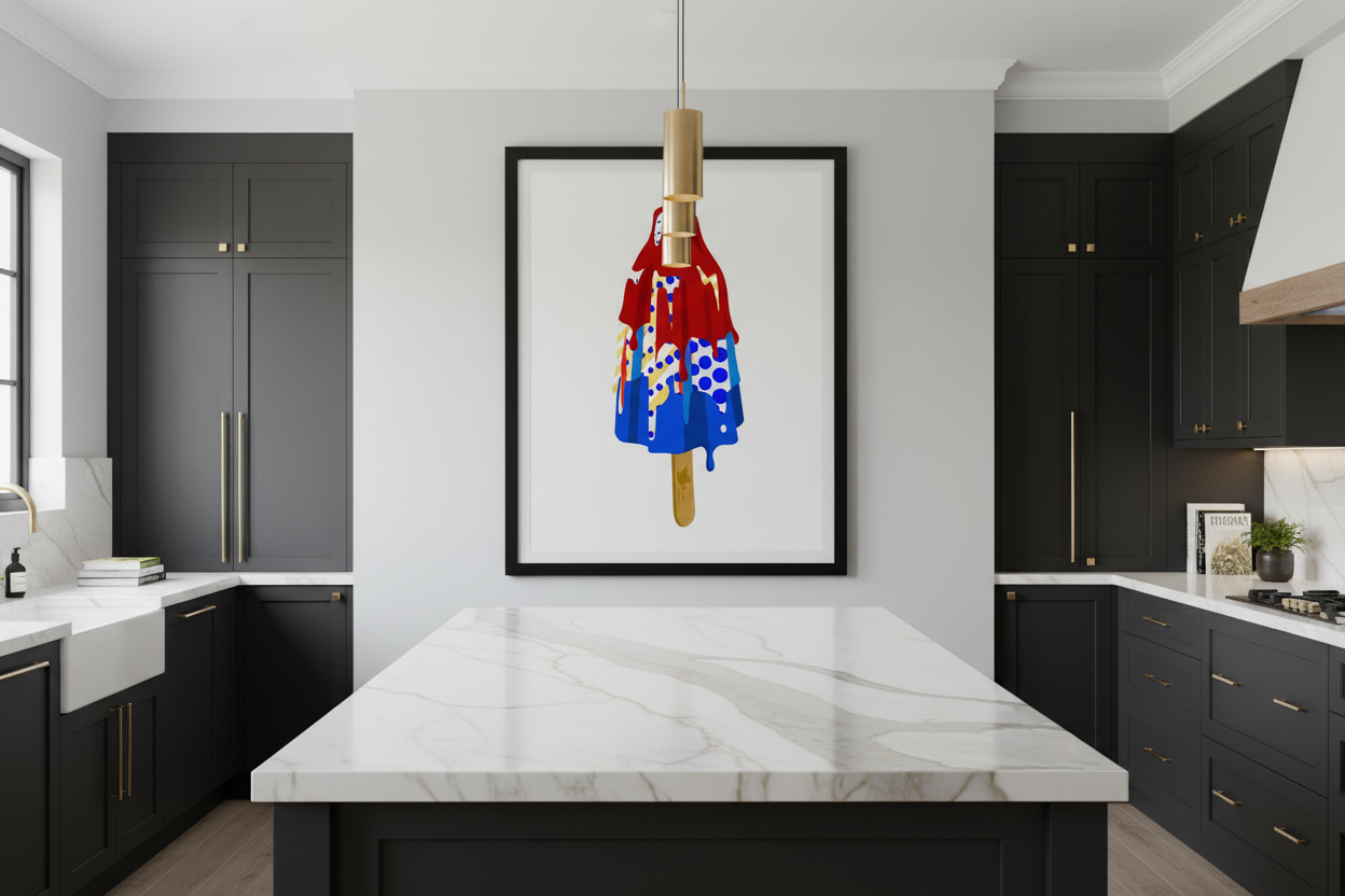 Lichtenstein Ice Cream Pop Art Print Red White Blue