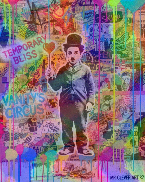 Charlie Chaplin Street Art 8x10 Holographic Print