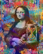 Mona Lisa Toxic Bliss Holographic Print Pop Art on Iridescent Rainbow Paper