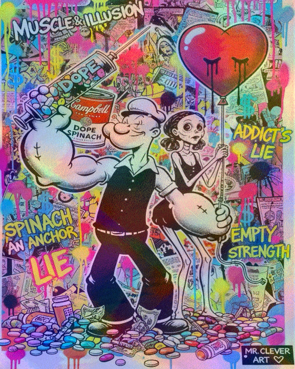 Spinach Can Man Street Art 8x10 Holographic Print