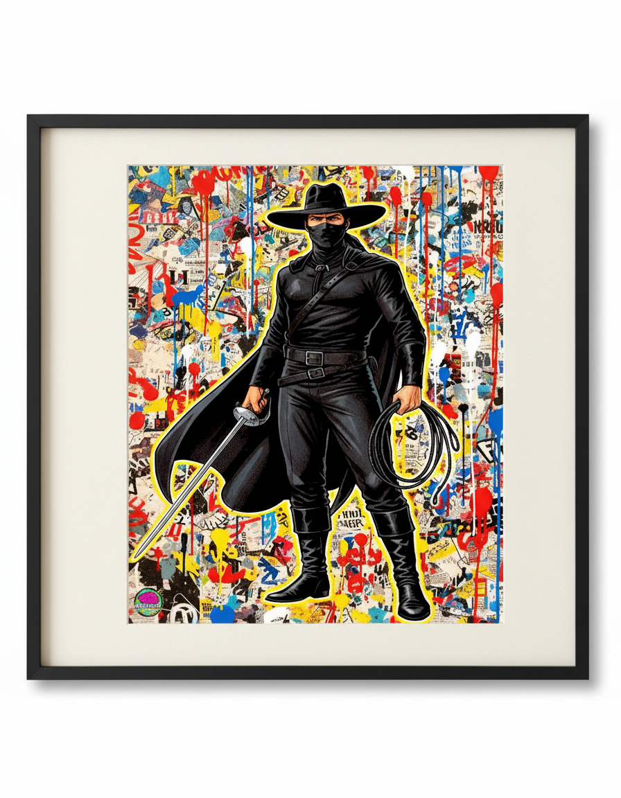 Zorro Vintage Art Print - Masked Hero Pop Art Poster