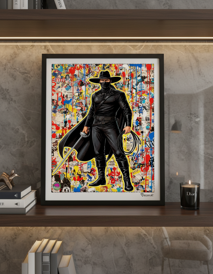 Zorro Vintage Art Print - Masked Hero Pop Art Poster