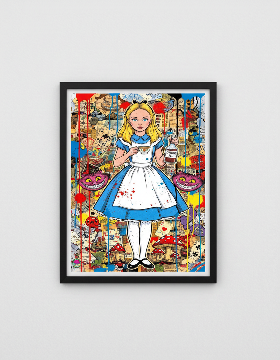 Alice in Wonderland Pop Art Print - Street Art Collage