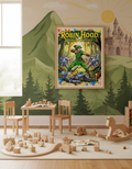 Children's playroom with Robin Hood poster on the wall