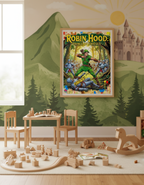 Children's playroom with Robin Hood poster on the wall