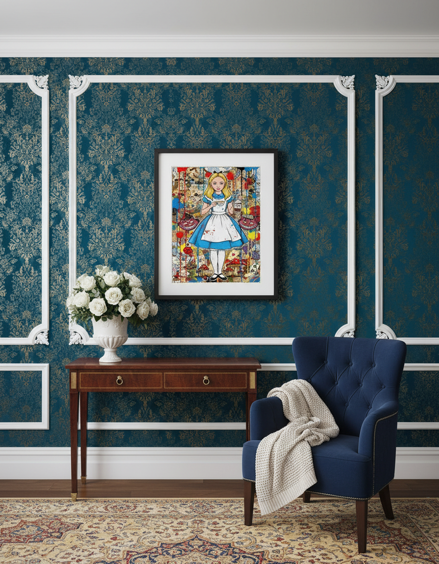 Illustration of a character from a fantasy or fairy tale setting with colorful background