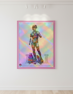 Holographic David Statue Pop Art Print - Rainbow Iridescent Street Art Collage