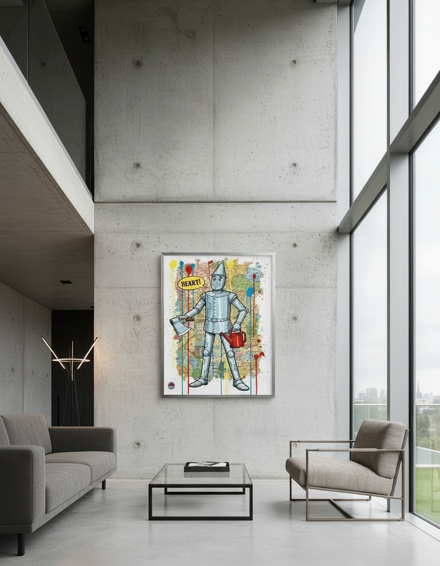 Wizard of Oz Tin Man Pop Art Print - Vintage Map Street Art Wall Decor