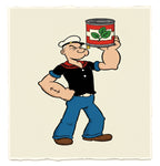 Spinach Can Man Art Print on 70 Year Old French Paper