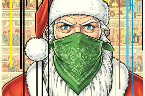 Santa Street Art Print on 1960s Vintage French Paper