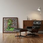 Medusa Goddess Abstract Art Print on 1970s Vintage French Paper