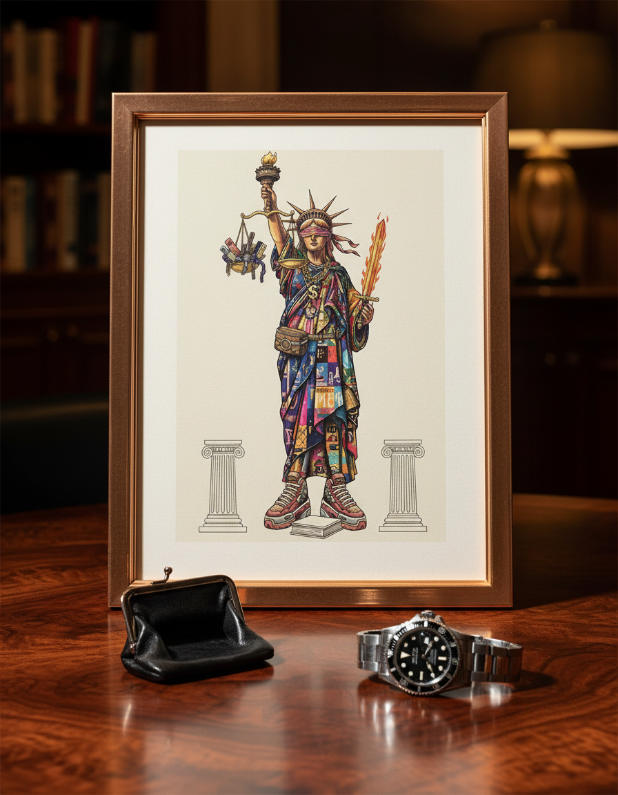 NYC Liberty Chaos Pop Art Print on 70 Year Old French Paper