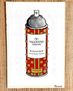 Valentino Garavani Rockstud Spray can illustration on a wooden surface