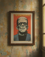 Frankenstein Pop Art Print on 70 Year Old French Paper