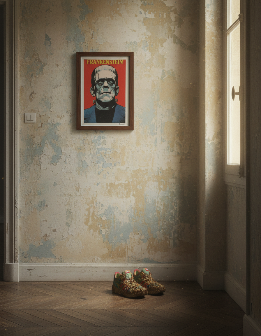 Frankenstein Pop Art Print on 70 Year Old French Paper