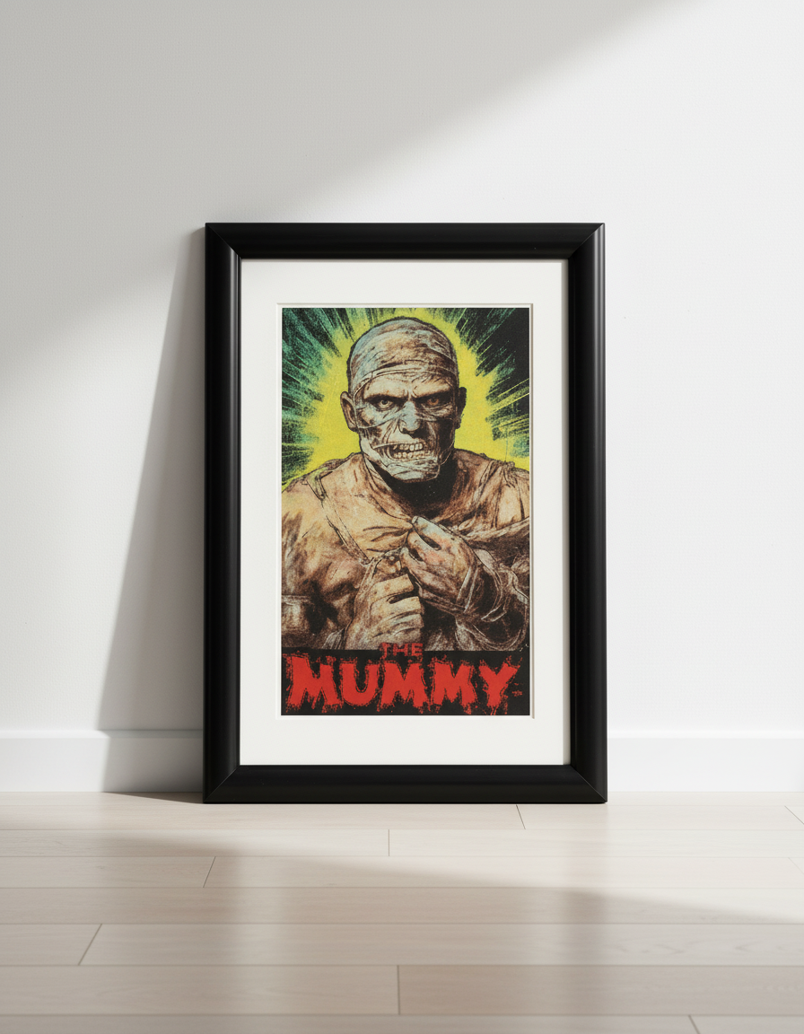 The Mummy Universal Monster Pop Art Print on Vintage 70 Year Old French Paper