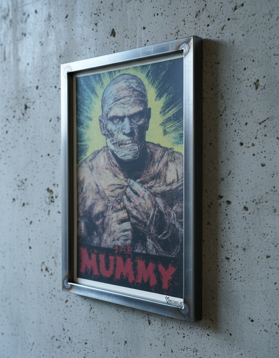 The Mummy Universal Monster Pop Art Print on Vintage 70 Year Old French Paper