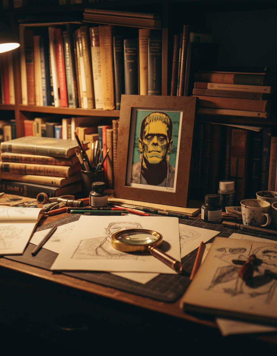 Frankenstein Pop Art Print on Authentic 1960s Vintage French Paper