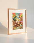 Santa vs Kaiju vs Bigfoot Pop Art Print on 70 Year Old French Paper