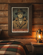 The Invisible Man Pop Art Print on Vintage 70 Year Old French Paper