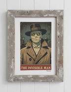 The Invisible Man Pop Art Print on Vintage 70 Year Old French Paper