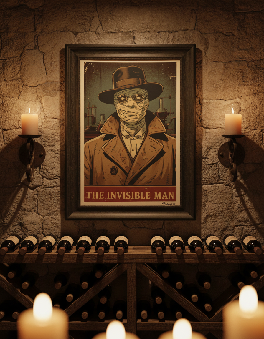 The Invisible Man Pop Art Print on Vintage 70 Year Old French Paper