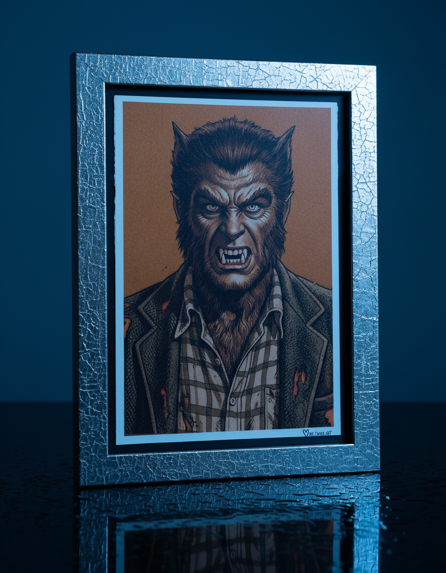 Wolfman Pop Art Print on Vintage 70 Year Old French Paper