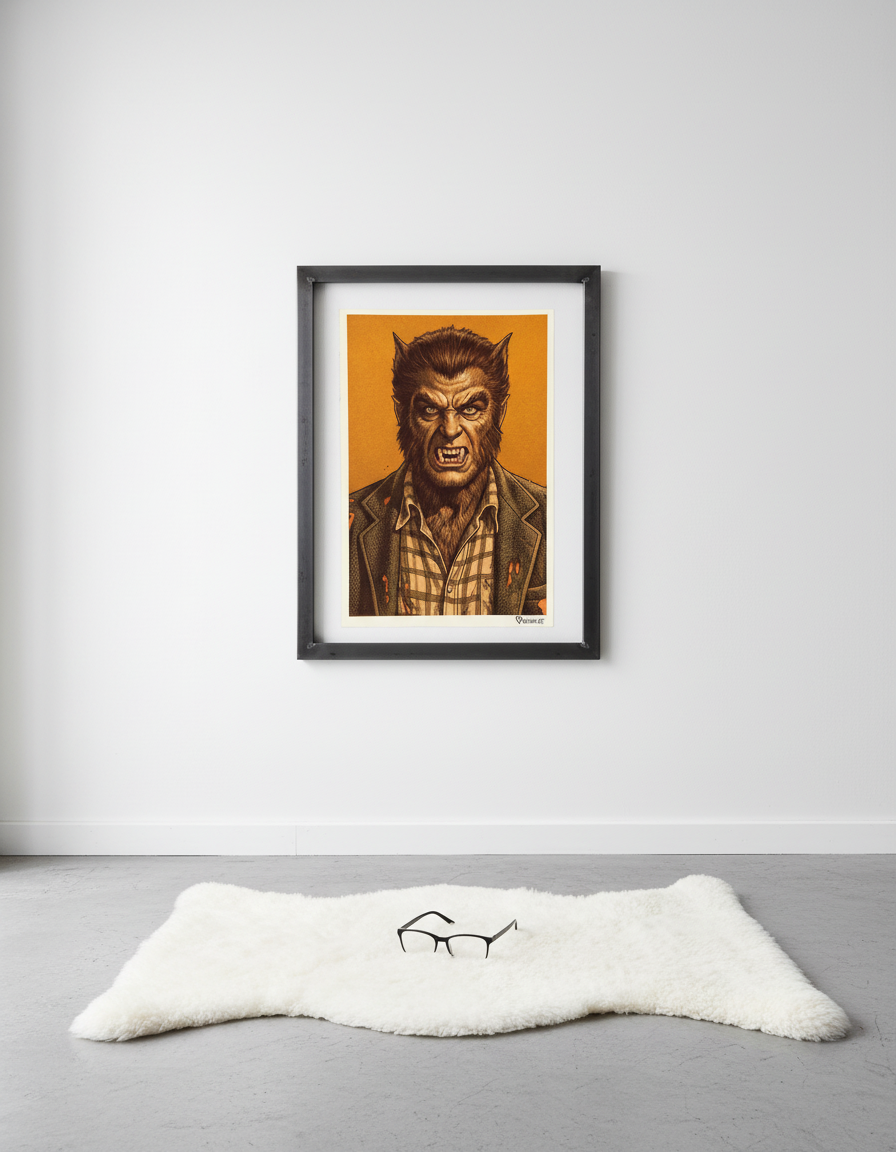 Wolfman Pop Art Print on Vintage 70 Year Old French Paper