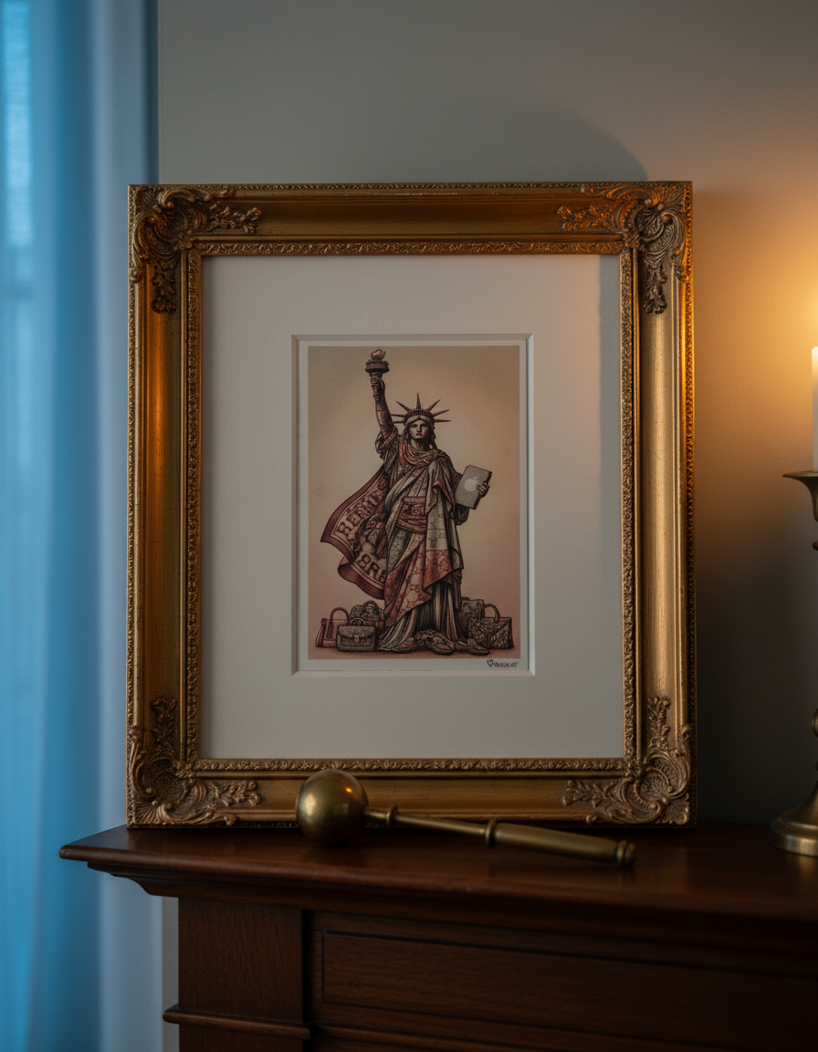 Liberty Luxe Statue of Liberty Luxury Fashion Art Print on 70 Year Old French Paper