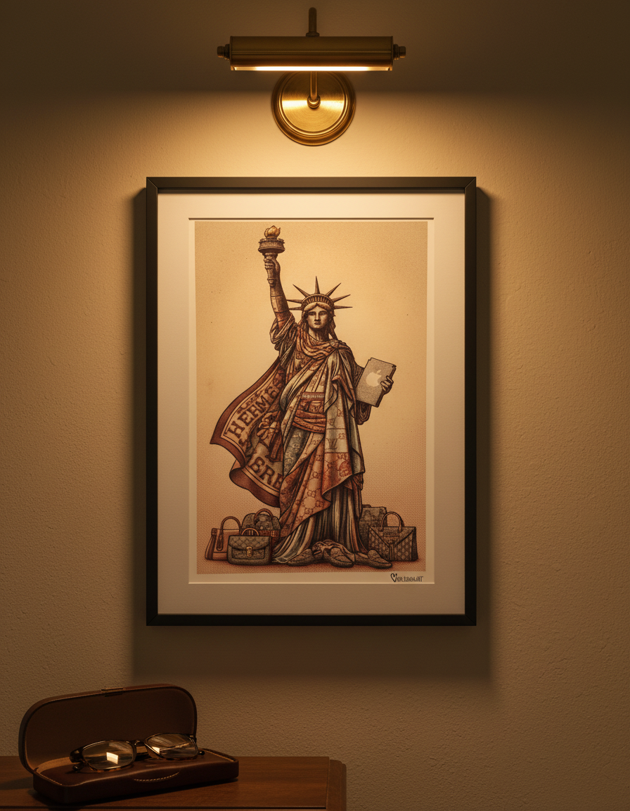 Liberty Luxe Statue of Liberty Luxury Fashion Art Print on 70 Year Old French Paper