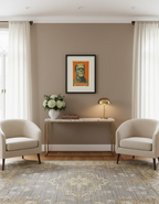 Framed poster of a character with 'Frankenstein' text on an orange background