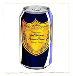 Can of Dom Perignon champagne with Moet & Chandon branding on a white background