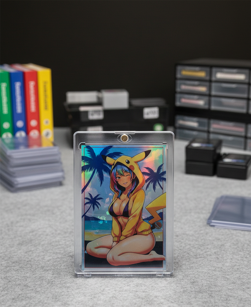 PokeHot Rare Holographic Artist Trading Card - Pikachu Style by CleverVision Art Labs