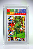 Comic book cover in a clear protective case with 'Cleevision' label.