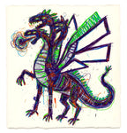 The Fire Dragon — 1/1 Original Art Print on 1960s Vintage French Paper