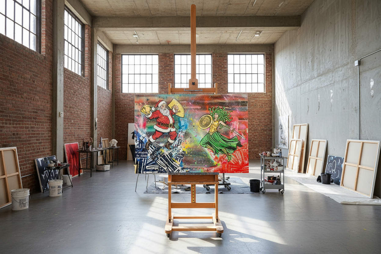 Battle of the Aged Original Pop Art Painting by Mr. Clever Art