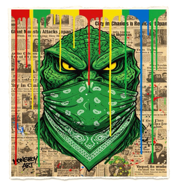 Godzilla Bandidos Horror Art Print Limited Edition