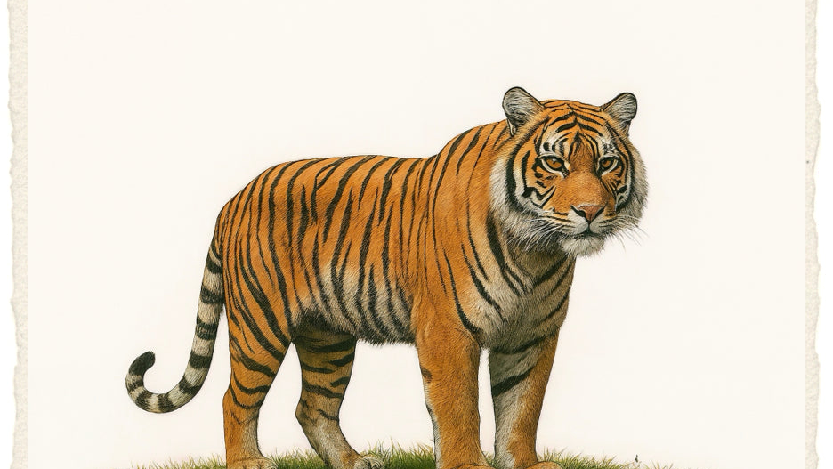 Tiger Island Submerged Dreams Wall Art Print on 1960s Vintage French Paper