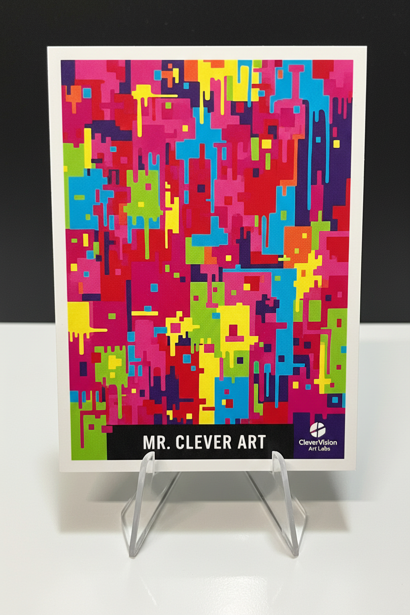 Abstract Glitch Card on Stand