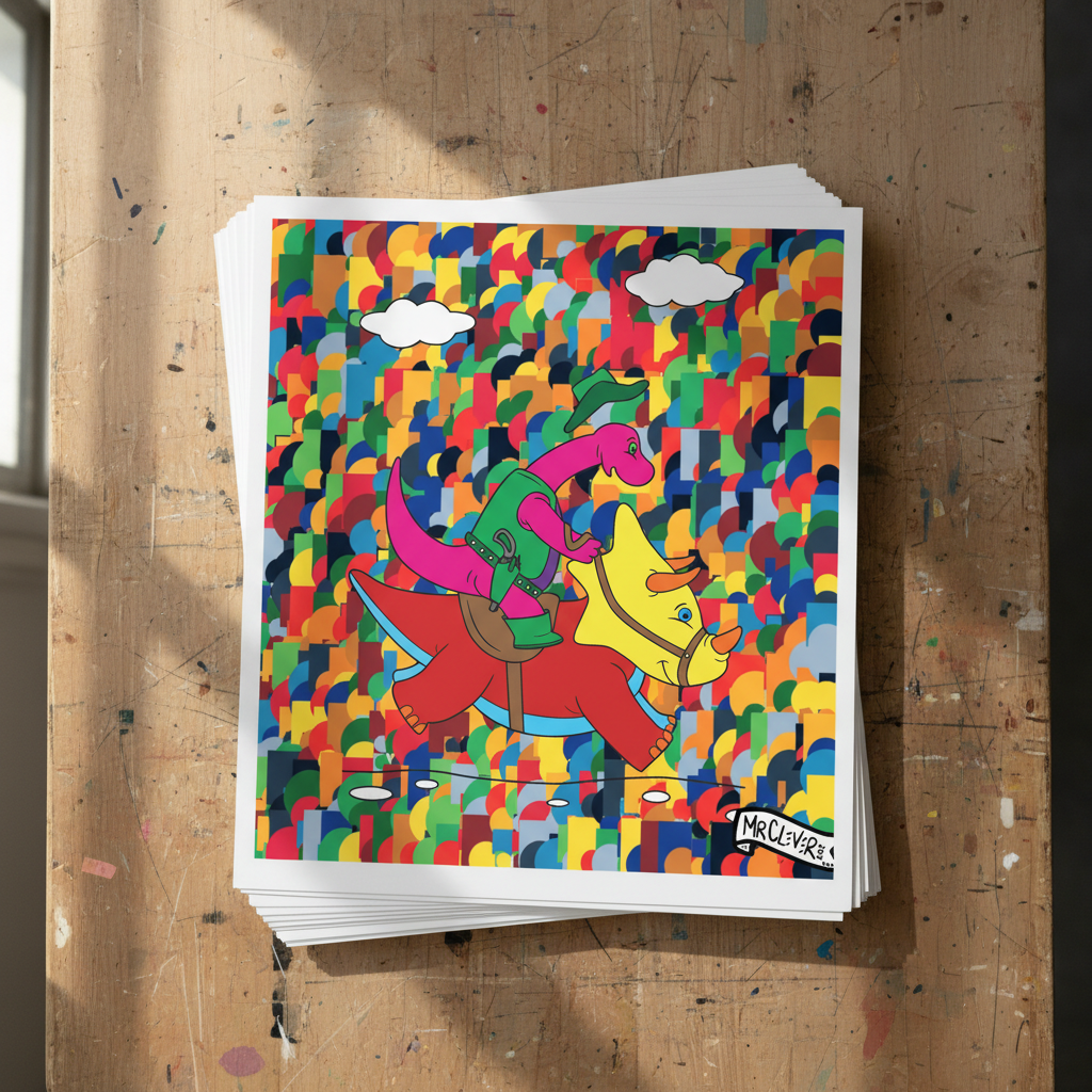 Dinosaur Riders Pop Art Stack