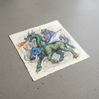 Dragon Rhino Wolf Chimera — Real Paper Photo