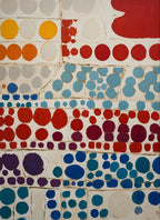 Abstract Dot Mosaic Gouache Painting on 70 Year Old French Paper