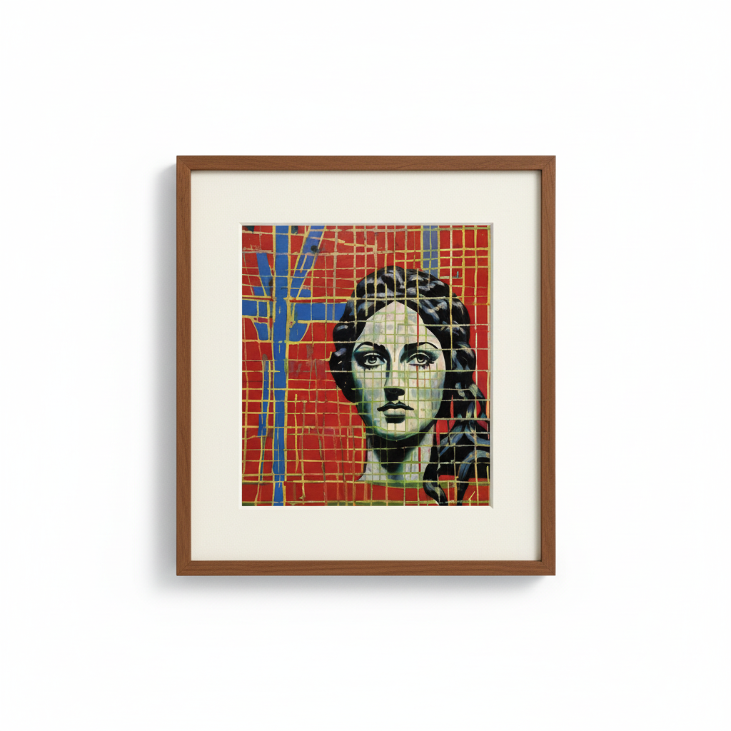 Framed Vintage French Paper Print with Mat