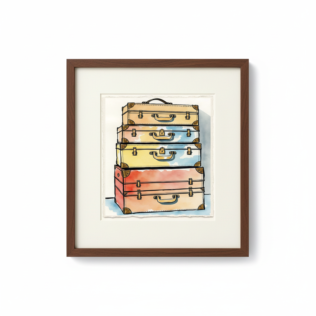 Framed Vintage Suitcase Art